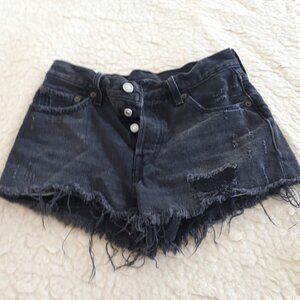 Black 501 levis jean shorts. Size 24